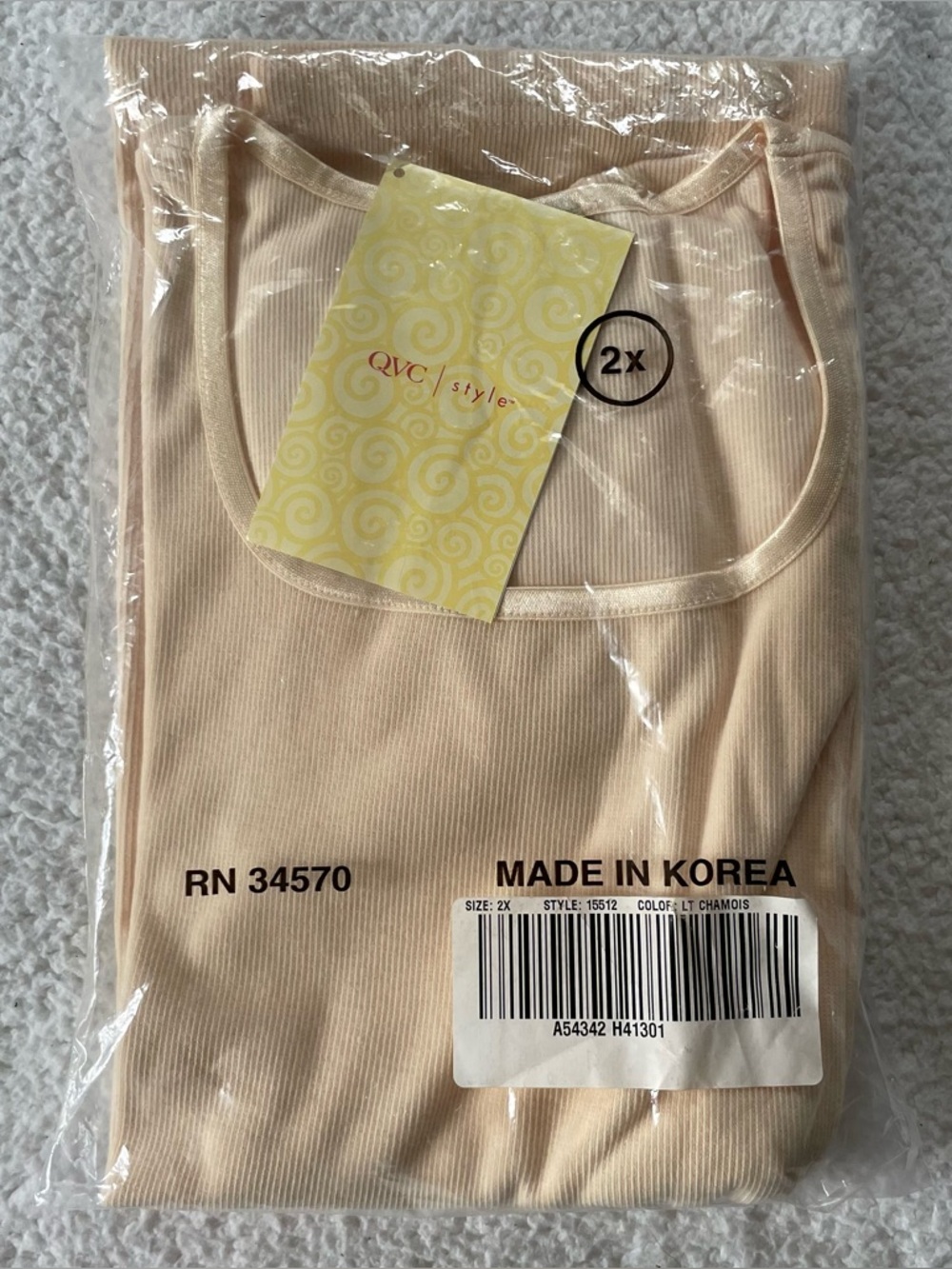 Vintage Denim & Co Ribbed T-shirt 2X NWT Light Chamois A54342